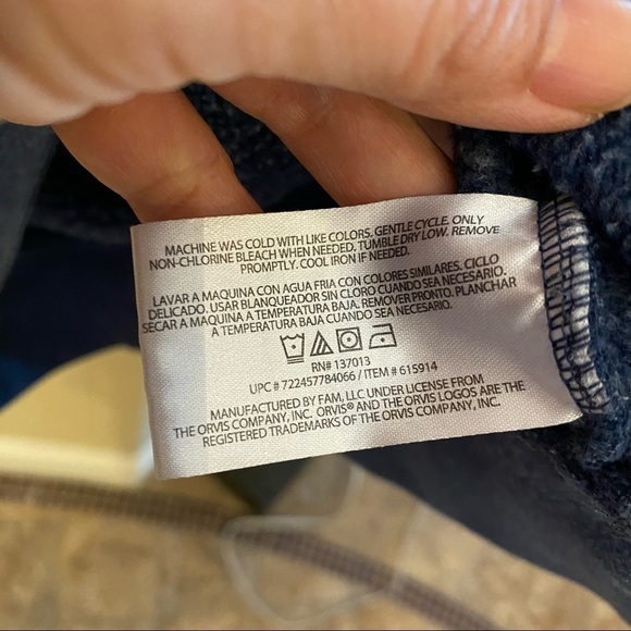 ORVIS Men Blue 1/4 Zipped Pullover Preppy Sweater Size Medium - Picture 7 of 7